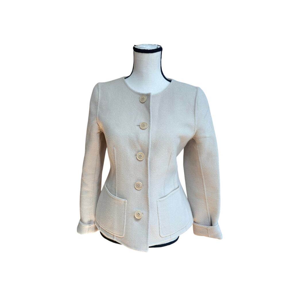 Lafayette 148 New York Women's S Beige Wool Angora Sweater Jacket